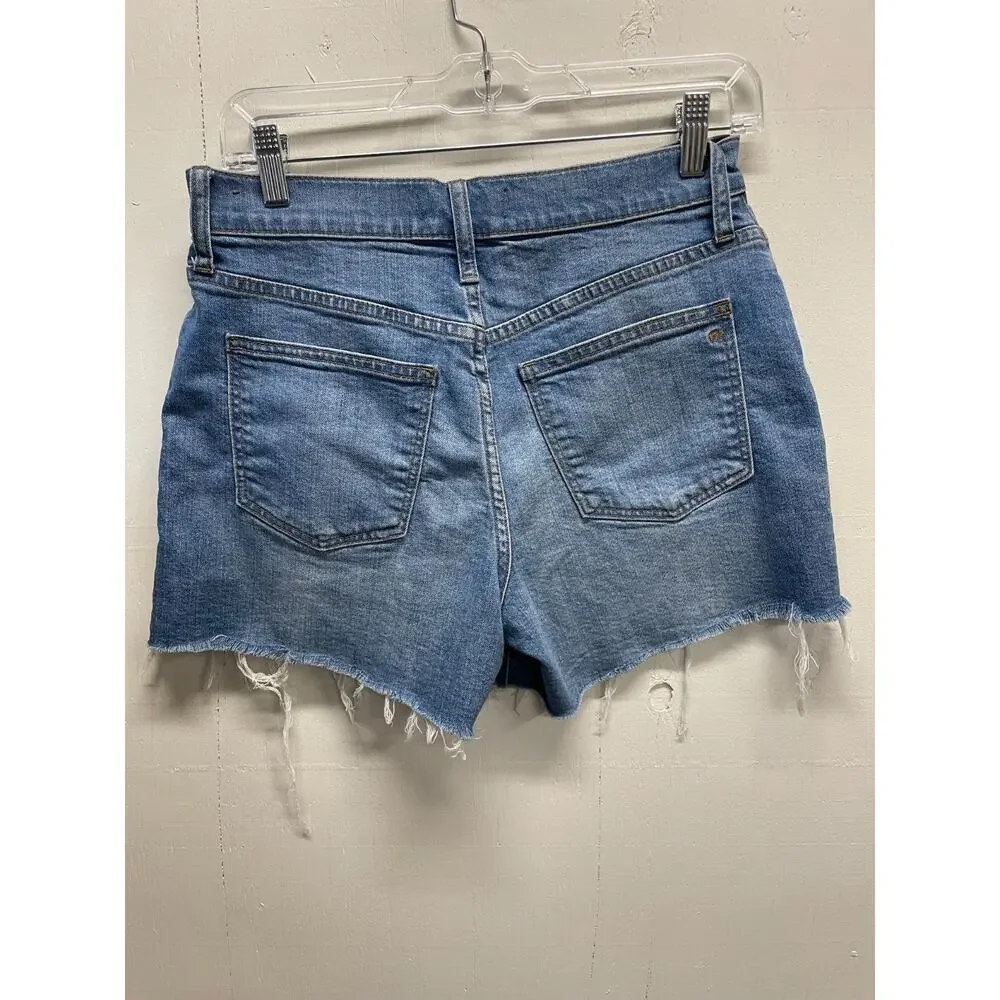 Madewell Women's High-Rise Denim Shorts Button Closure Raw Hem Size 26
